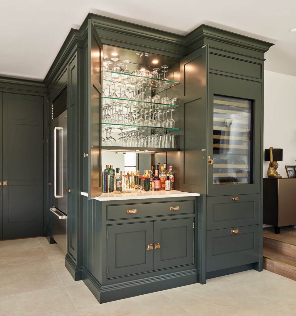 Dark Green Kitchen Bar Area Tom Howley