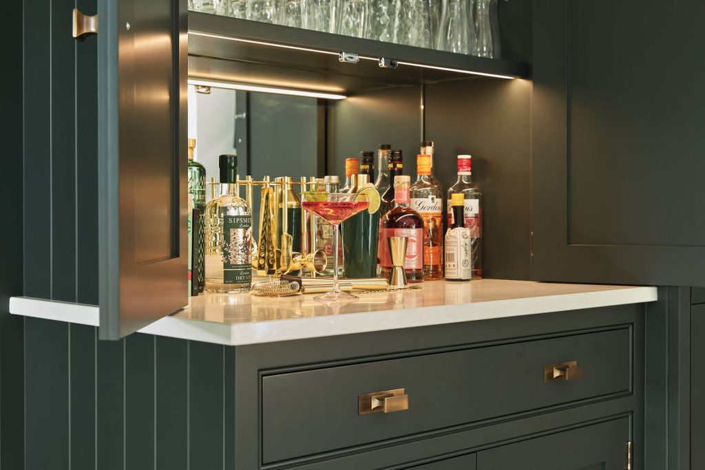 Dark Green Kitchen Bar Area Tom Howley