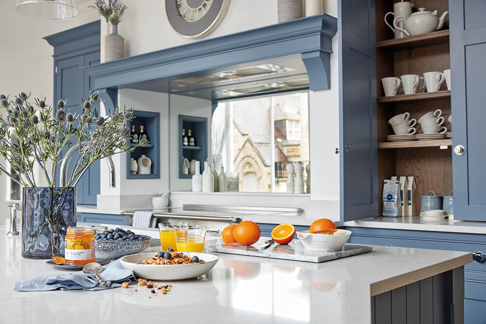 Blue Hartford kitchen design. 