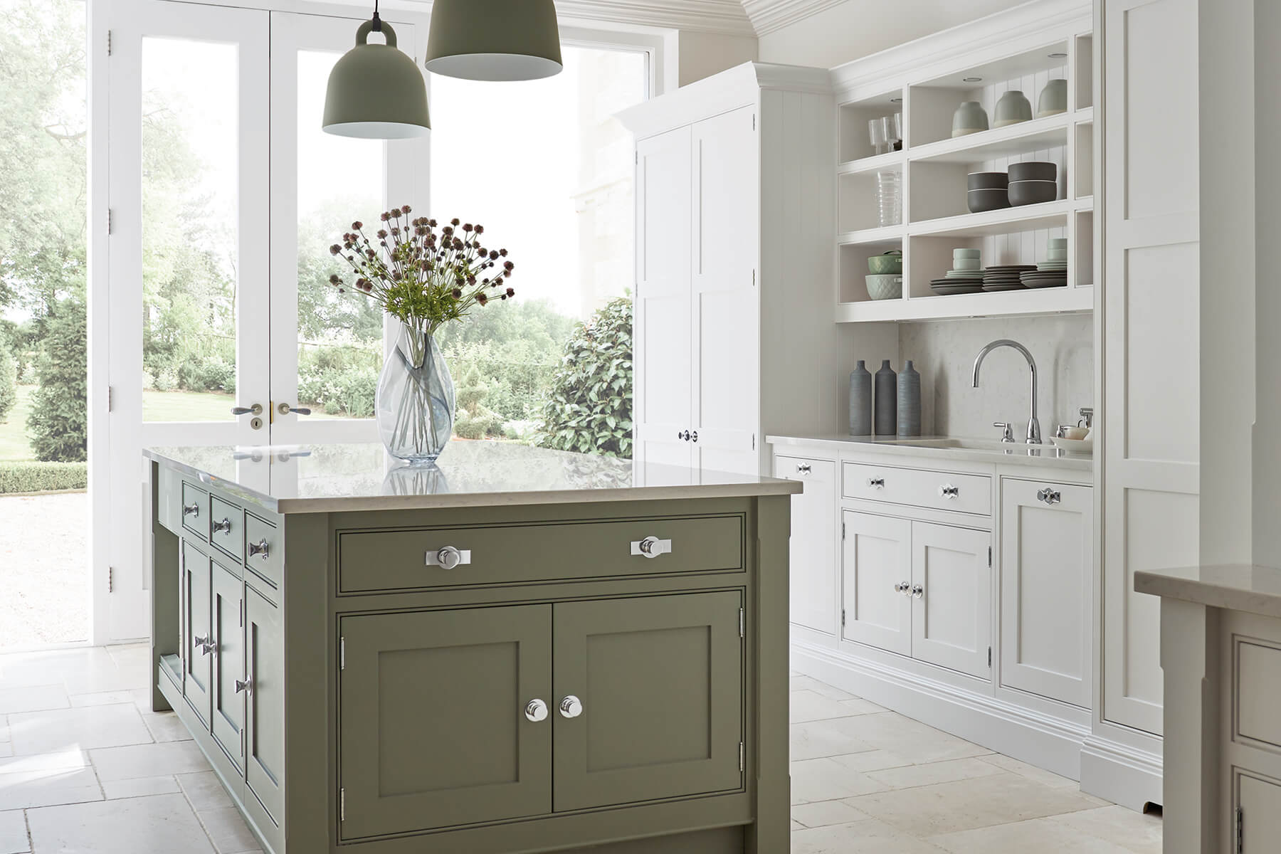 Country Style Sage Green Shaker Kitchen With Colonial - vrogue.co