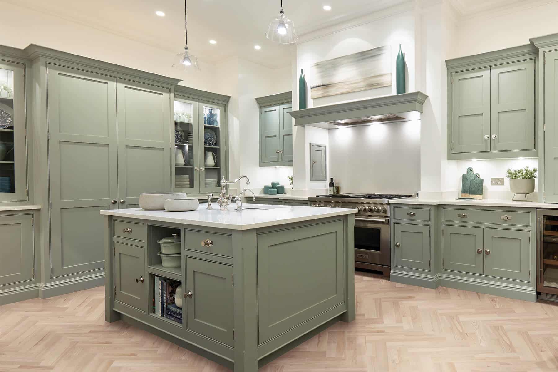 Sage green kitchen units deals