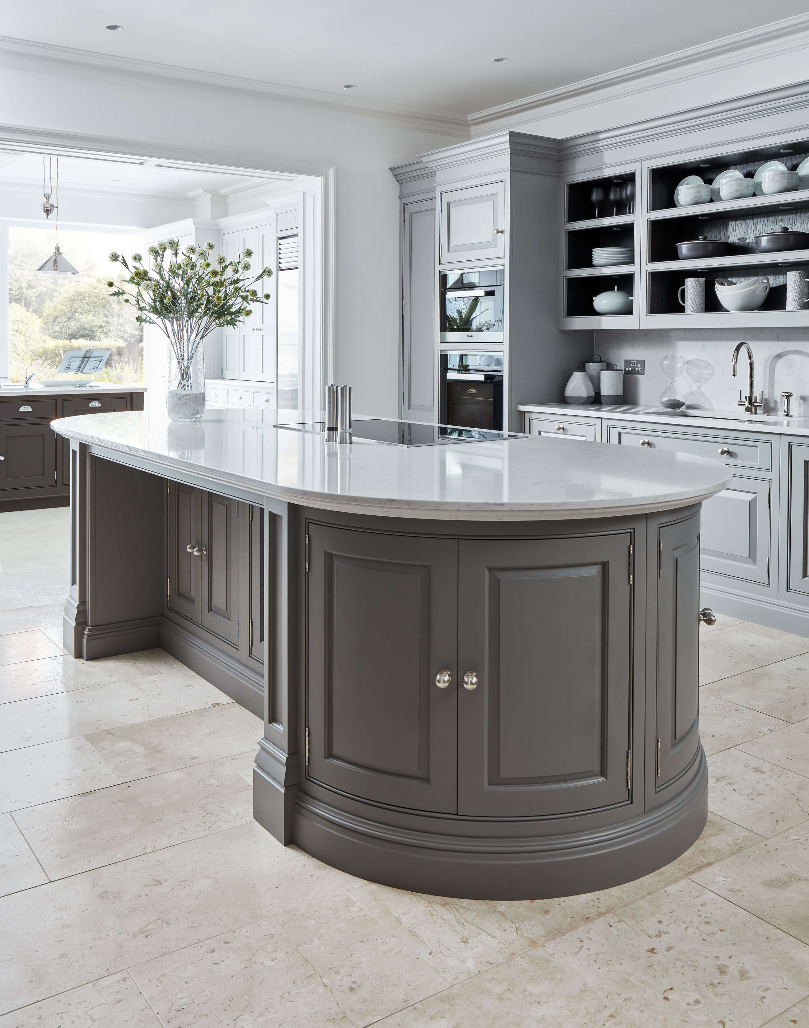 curved grey kitchen island kitchens tom howley open
