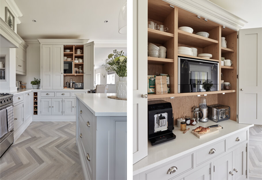 Classic country-style kitchen breakfast pantry. 