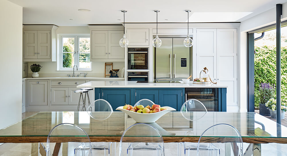Kitchen layout - blue shaker