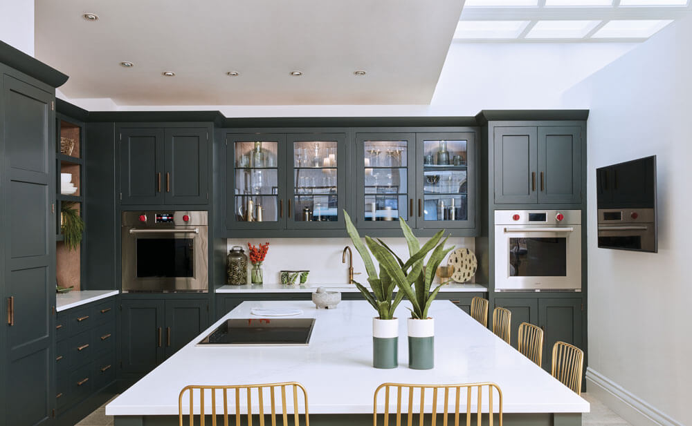 dark green shaker style kitchen