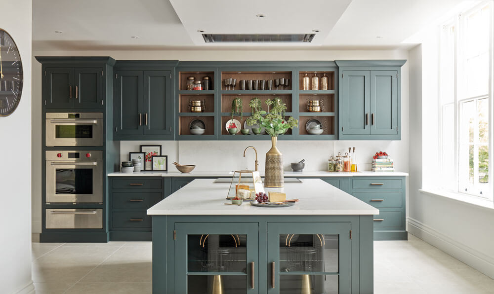 dark green kitchen