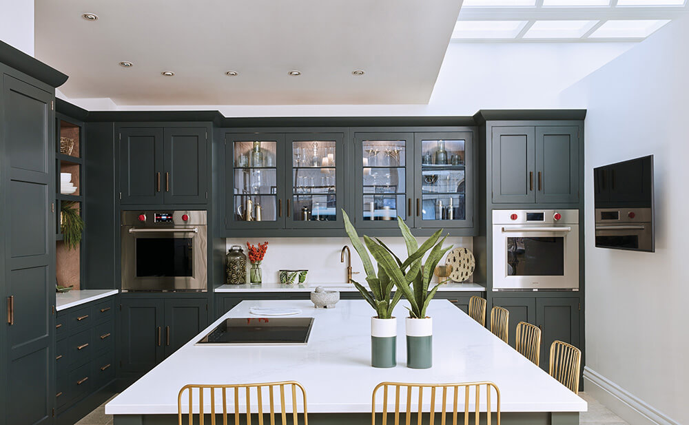 Dark Green Shaker Style Kitchen