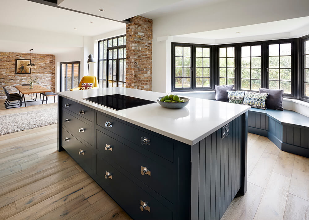 Blue contemporary Tom Howley Butler kitchen.