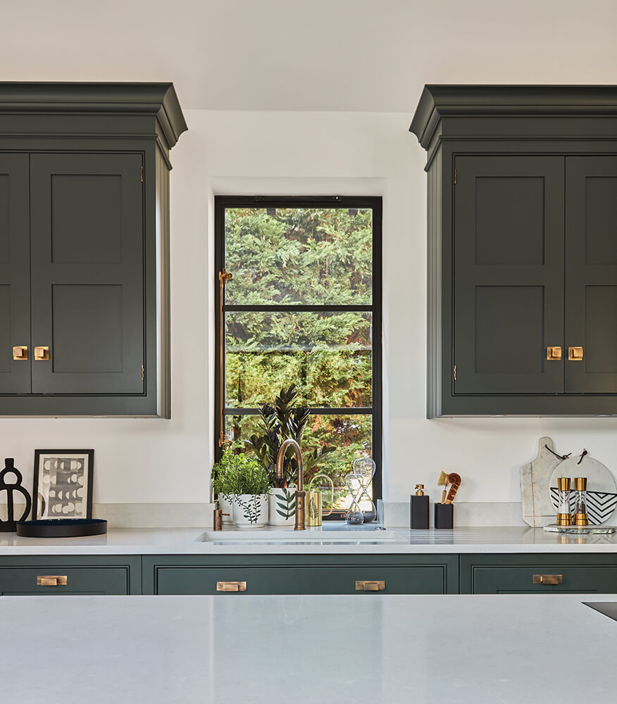 Bespoke kitchen sink area. 