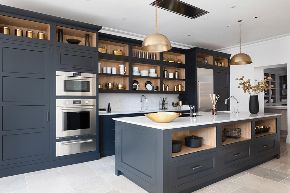 Dark painted shaker kitchen.