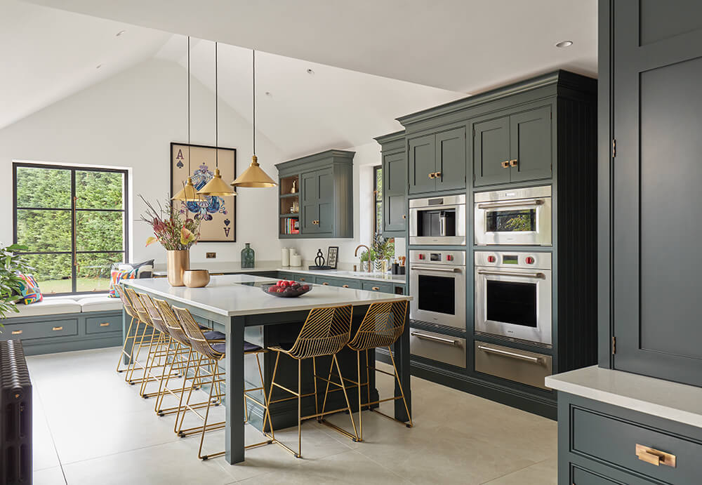 Green family kitchen design. 