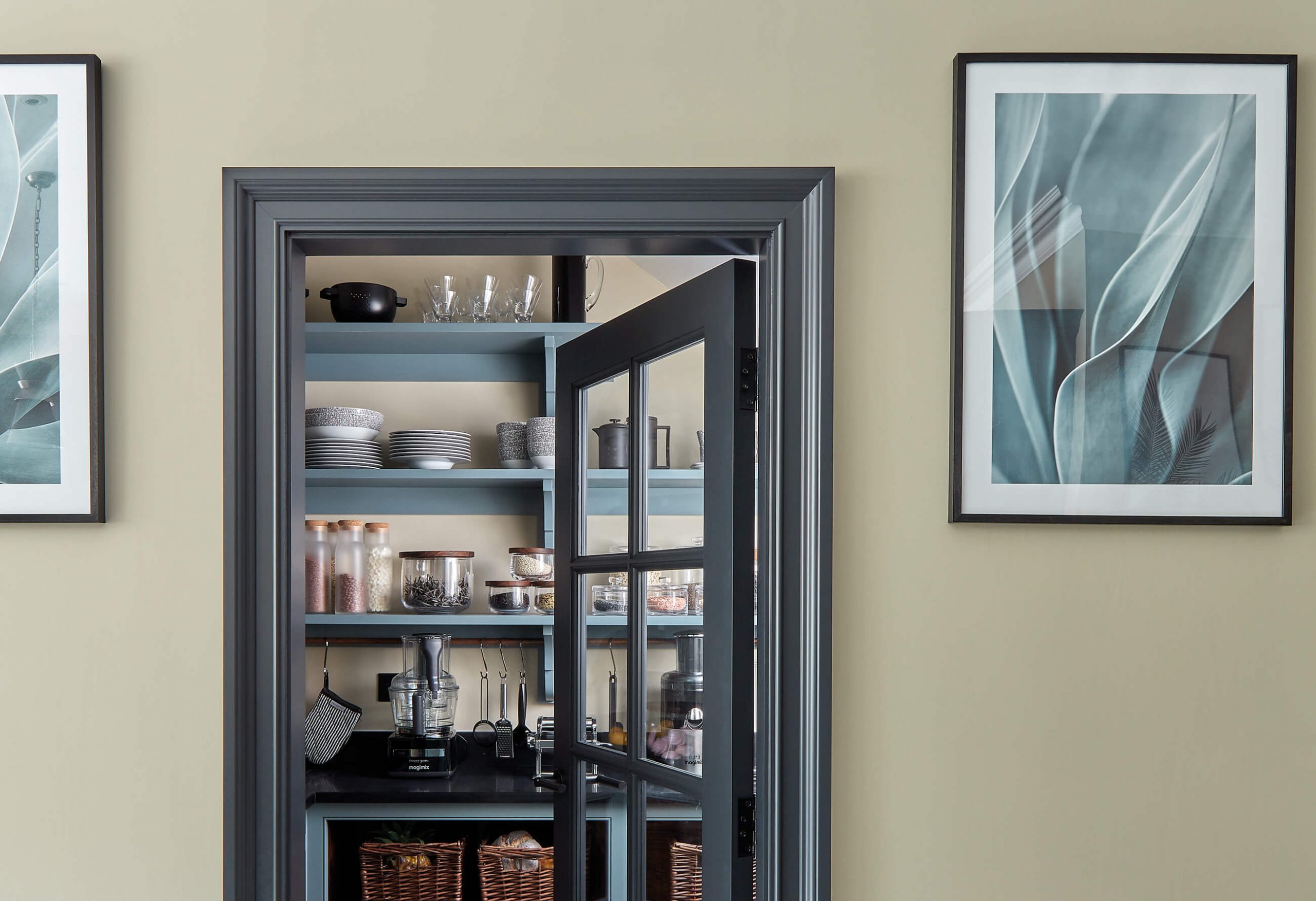 Pantry cabinet with discount glass doors