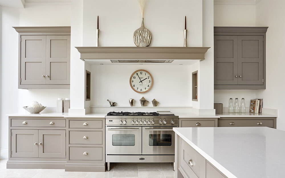 Tom Howley grey and white traditional shaker kitchen. 