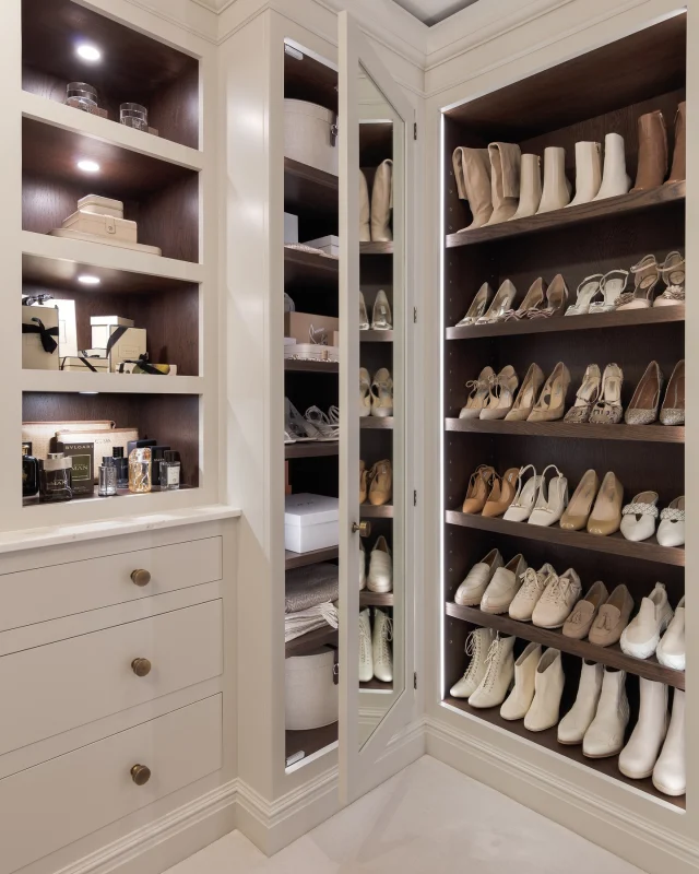 No luxurious bedroom is complete without a dressing room designed with intention and expertise. This bespoke wardrobe space is as practical as it is beautiful, offering an oasis of organisation.

We take a personalised approach with every client, carefully planning what will be stored where and tailoring each feature to suit specific needs. From long garments to treasured accessories, every element is crafted to enhance your dressing experience.

Discover more about this beautifully considered dressing room via the link in our bio.

-

#tomhowley #dressingroom #bespokestorage #luxuryinteriors #wardrobeorganisation #dressingroominspo #walkinwardrobe