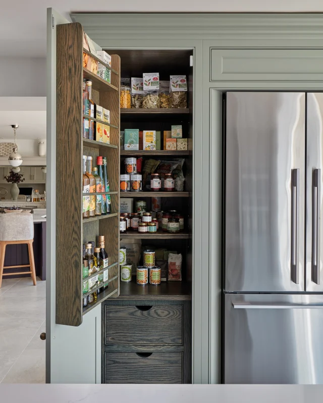 Tall pantry cupboards are a must in a busy kitchen. Adjustable shelves, interior lighting, and bespoke drawer storage make them as practical as they are stylish.

Explore pantry ideas in your nearest showroom - link in bio.