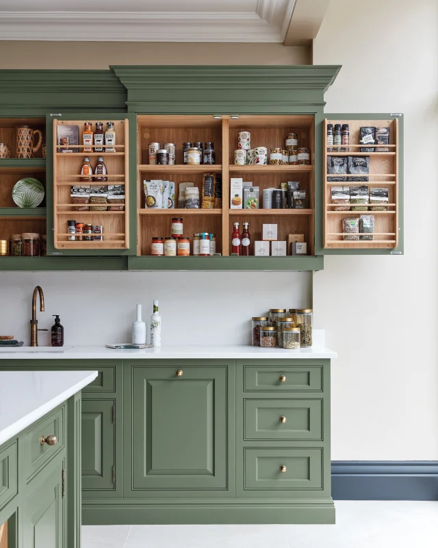 When kitchen space is limited, thoughtfully designed cabinet doors can transform how you store and access essentials.

Racks for oils, spices, and everyday staples like coffee and pasta keep everything neatly at hand, while varying shelf heights in cabinets provide a practical, streamlined solution, even in the busiest or messiest of kitchens.

Discover clever kitchen storage solutions in person — find your nearest showroom via the link in our bio.

-

#tomwhowley #kitchendesign #greenkitchen #kitchenstorage #storageideas #bespokekitchen