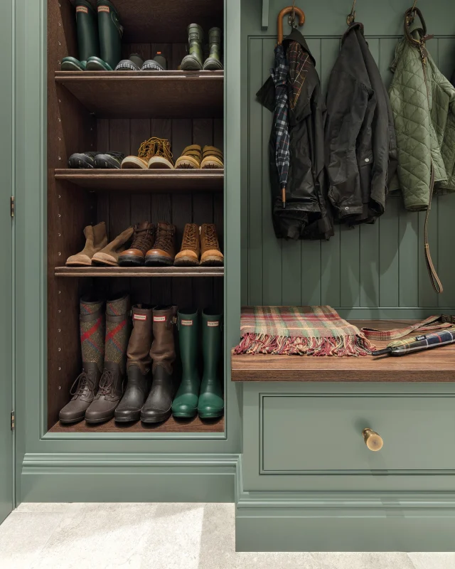 Practical spaces deserve thoughtful design too.

This bootility brings together laundry, storage and everyday essentials, finished in our nature-inspired Green Meadow for a calm, softened feel.

Explore more boot room and utility ideas via the link in our bio.

#tomhowley #bootility #utilityroom #familyhome #homestorageideas